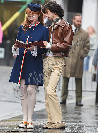 Ben Whishaw and Michelle Fox on set of "A Very English Scandal"