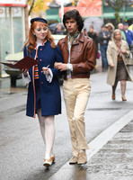 Ben Whishaw and Michelle Fox on set of "A Very English Scandal"
