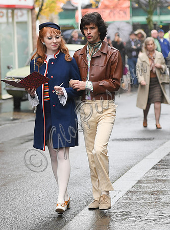 Ben Whishaw and Michelle Fox on set of "A Very English Scandal"