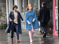 Ben Whishaw and Michelle Fox on set of "A Very English Scandal"