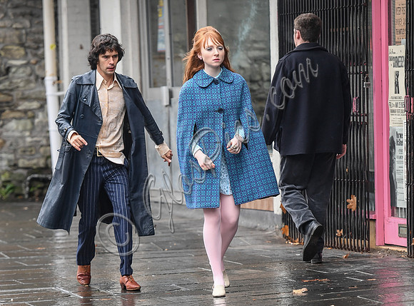 Ben Whishaw and Michelle Fox on set of "A Very English Scandal"