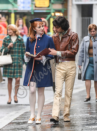 Ben Whishaw and Michelle Fox on set of "A Very English Scandal"