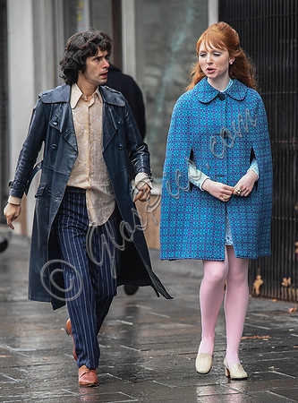 Ben Whishaw and Michelle Fox on set of "A Very English Scandal"