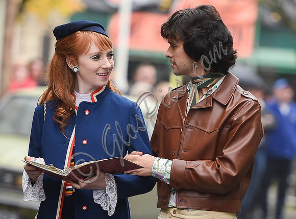 Ben Whishaw and Michelle Fox on set of "A Very English Scandal"
