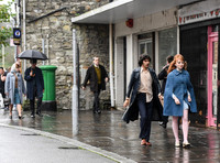 Ben Whishaw and Michelle Fox on set of "A Very English Scandal"