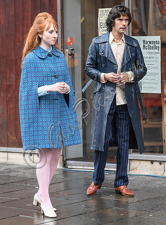 Ben Whishaw and Michelle Fox on set of "A Very English Scandal"