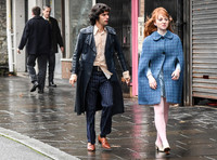 Ben Whishaw and Michelle Fox on set of "A Very English Scandal"