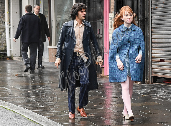 Ben Whishaw and Michelle Fox on set of "A Very English Scandal"