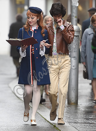 Ben Whishaw and Michelle Fox on set of "A Very English Scandal"