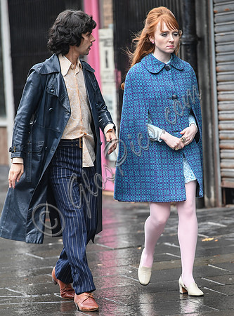 Ben Whishaw and Michelle Fox on set of "A Very English Scandal"