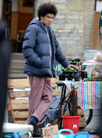 Joel Fry filming a market scene in "Apocalypse Slough"
