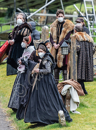 On set of "Becoming Elizabeth"