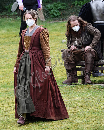 On set of "Becoming Elizabeth"