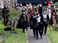 On set of "Becoming Elizabeth"