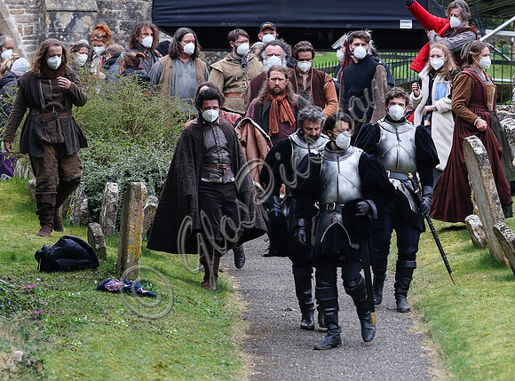 On set of "Becoming Elizabeth"