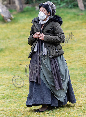 On set of "Becoming Elizabeth"