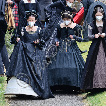 On set of "Becoming Elizabeth"