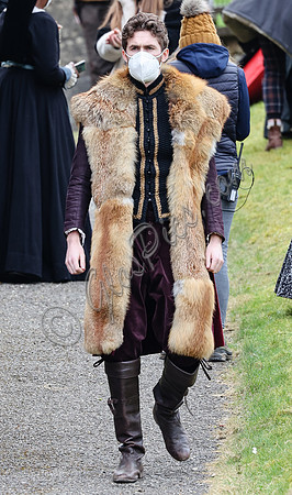 On set of "Becoming Elizabeth"
