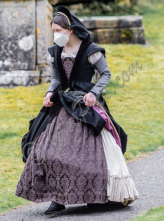 On set of "Becoming Elizabeth"