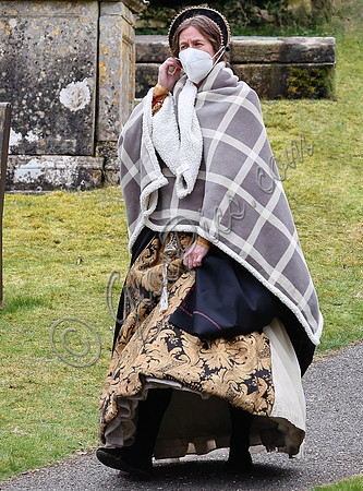 On set of "Becoming Elizabeth"
