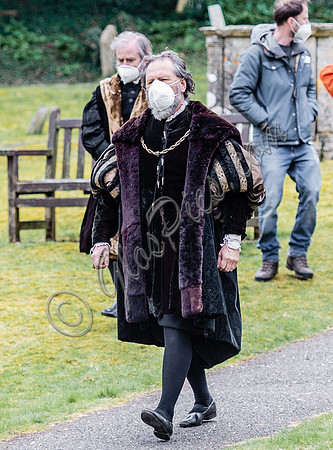 On set of "Becoming Elizabeth"