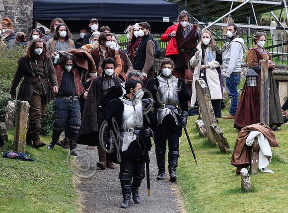 On set of "Becoming Elizabeth"