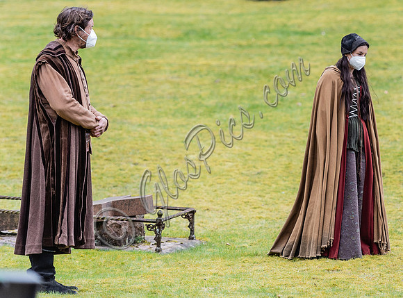 On set of "Becoming Elizabeth"
