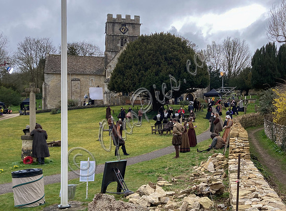 On set of "Becoming Elizabeth"