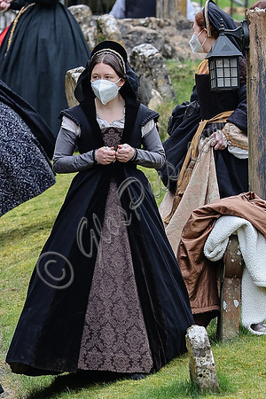 On set of "Becoming Elizabeth"