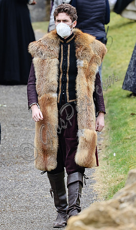 On set of "Becoming Elizabeth"