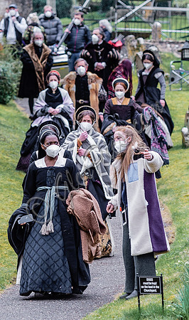 On set of "Becoming Elizabeth"