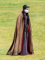 On set of "Becoming Elizabeth"