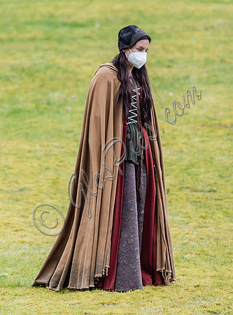 On set of "Becoming Elizabeth"