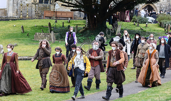 On set of "Becoming Elizabeth"