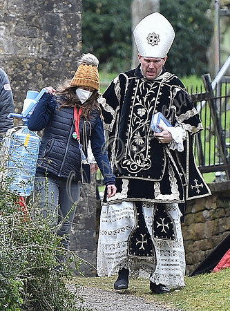 On set of "Becoming Elizabeth"