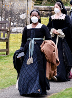 On set of "Becoming Elizabeth"
