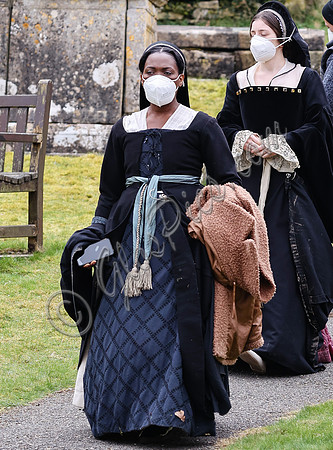 On set of "Becoming Elizabeth"