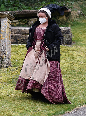On set of "Becoming Elizabeth"