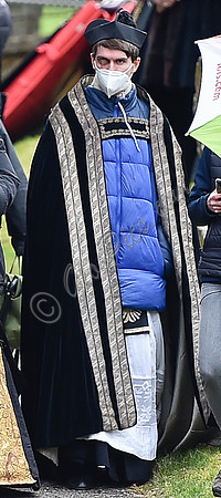 On set of "Becoming Elizabeth"