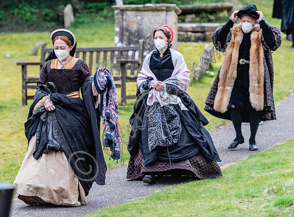 On set of "Becoming Elizabeth"