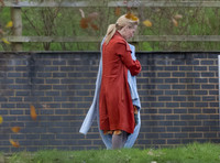 Gillian Anderson filming Sex Education season 3