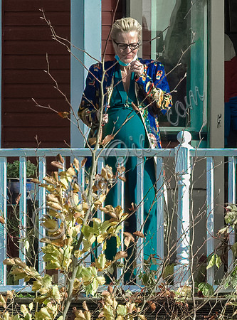 Gillian Anderson (Dr Jean Milburn) on set of Sex Education