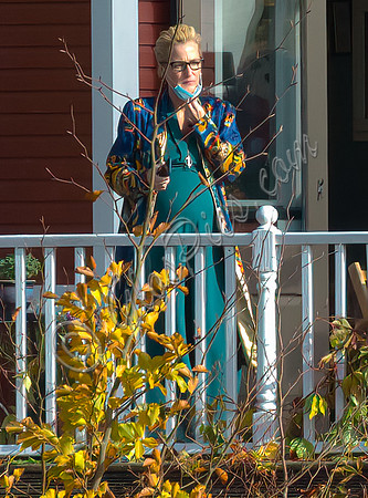 Gillian Anderson (Dr Jean Milburn) on set of Sex Education