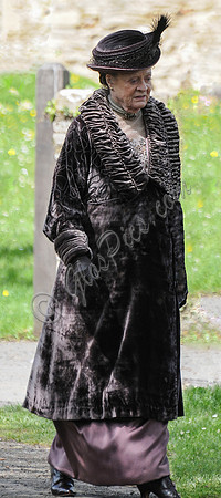 Maggie Smith on set filming Downton Abbey 2013