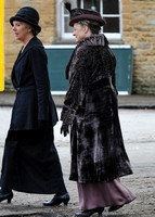 Dame Maggie Smith and Penelope Wilton on set Downton Abbey, 2013