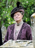 Maggie Smith on set filming Downton Abbey 2013