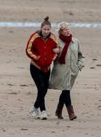 Erin Doherty and Lisa Palfrey on set of Chloe