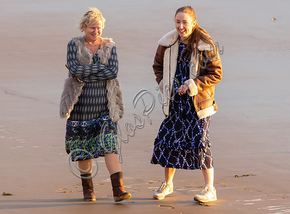 Erin Doherty and Lisa Palfrey on set of Chloe