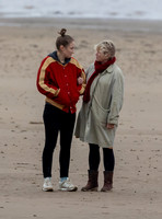 Erin Doherty and Lisa Palfrey on set of Chloe