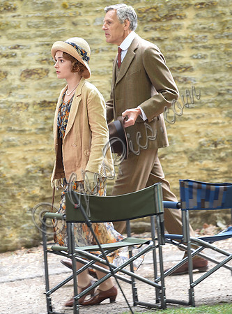 Douglas Reith and Phoebe Sparrow on set photograph for Downton Abbey